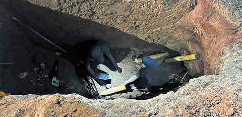 GAIL technicians undertake repairs of the pipeline in Malleswaram on Thursday