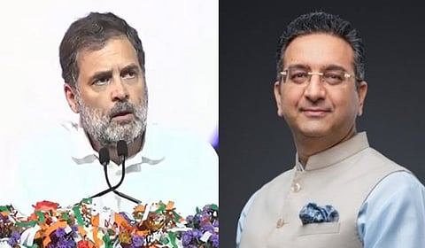 Leader of Opposition Rahul Gandhi (L); BJP spokesperson Gaurav Bhatia (R).