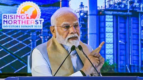  Prime Minister Narendra Modi addresses the Rising Northeast Investors Summit 2025, in New Delhi.