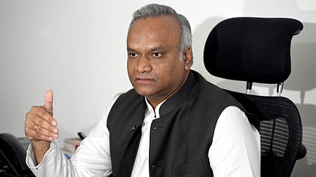 IT-BT Minister Priyank Kharge addressing media at his residence in Bengaluru.