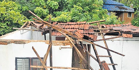 A house that got damaged following a wall collapse at Kunnathunadu.