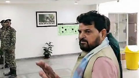 In this photo from Nov 14, 2024, BJP leader Brij Bhushan Sharan Singh appears in the Rouse Avenue court for a hearing in the women wrestlers' sexual harassment case in New Delhi.