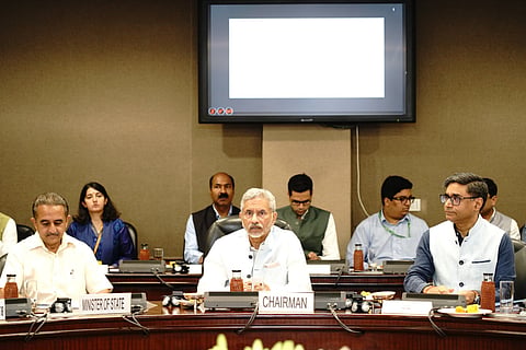 External Affairs Minister S Jaishankar addresses members of the Consultative Committee on External Affairs in New Delhi on May 26, 2025. 