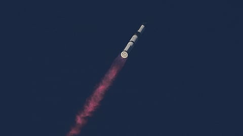 SpaceX's mega rocket Starship makes a test flight from Starbase, Texas, Tuesday, 