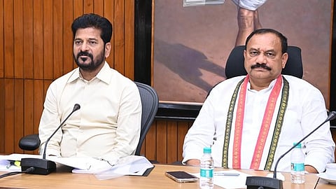 CM Revanth Reddy with MLC and TPCC President Mahesh kumar Goud.