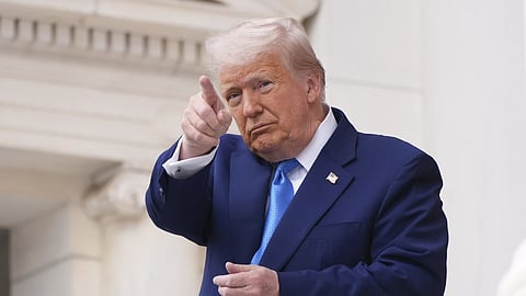 President Donald Trump speaks during the 157th National Memorial Day Observance at Arlington National Cemetery, Monday, May 26, 2025.