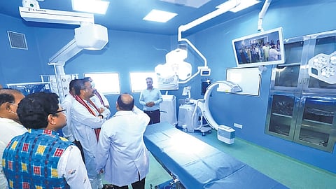 Pradhan along with others inspecting the new facility on Friday.