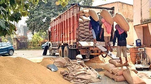 Paddy being loaded in a truck in Bisra block  of Sundargarh. Image used for representational purposes only.