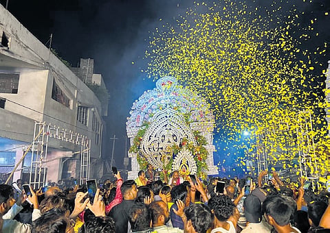 The deities during Nagara Parikrama in Sambalpur. 