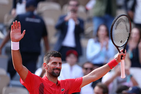 Serbia's Novak Djokovic celebrates his victory over Britain's Cameron Norrie (Photo | AFP)
