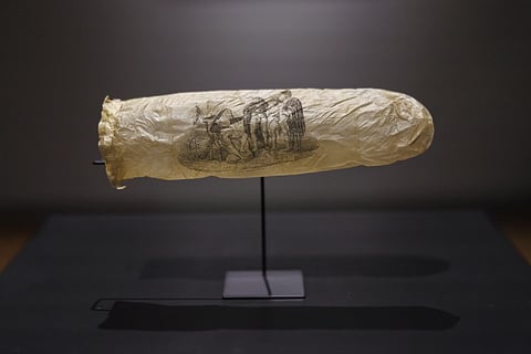 The Rijksmuseum said in a statement that the playful prophylactic, believed to be made around 1830 from a sheep’s appendix, “depicts both the playful and the serious side of sexual health.”