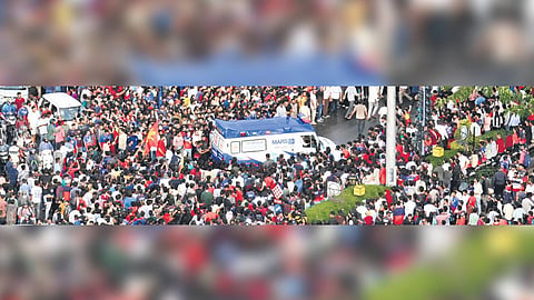 Rescue operation on after the stampede at the Chinnaswamy Stadium, the venue of RCB IPL victory celebration, in Bengaluru on Wednesday 