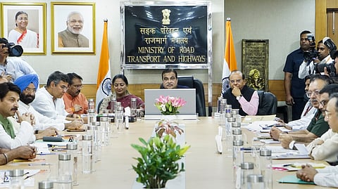 , Union Minister of Road Transport & Highways Nitin Gadkari, Delhi Lt. Governor V.K. Saxena and Chief Minister Rekha Gupta review the progress of the ongoing National Highway projects in Delhi. 