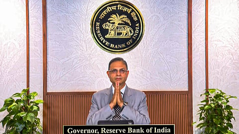 RBI Governor Sanjay Malhotra gestures while delivering the Monetary Policy statement, in Mumbai, Friday, June 6, 2025.