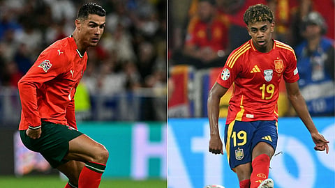 Ronaldo (right) and Lamine Yamal 