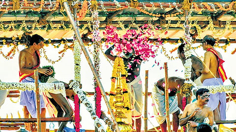 The Mahakumbhabhishekam ritual at Sree Padmanabhaswamy Temple in Thiruvananthapuram on Sunday 