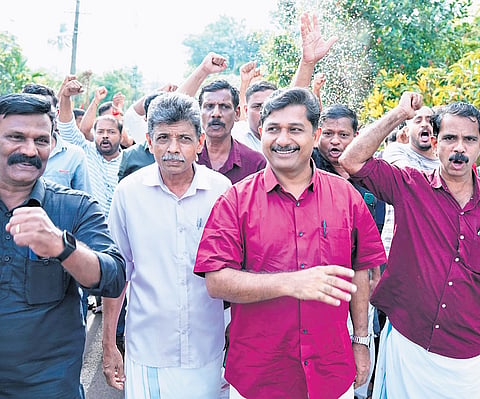 LDF’s M Swaraj campaigning at Amarambalam