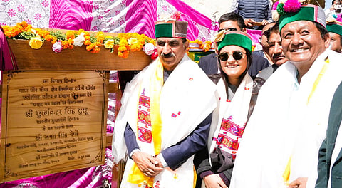 Chief Minister Sukhvinder Singh Sukhu at Shipki La (Photo | Special arrangement)