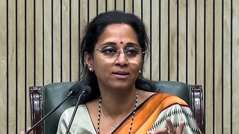 NCP (SP) working president Supriya Sule speaks to the media in Delhi,