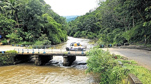 The Mookkenpetty causeway which is the gateway of Pampavalley and 
Angel Valley areas in the Periyar Tiger Reserve.