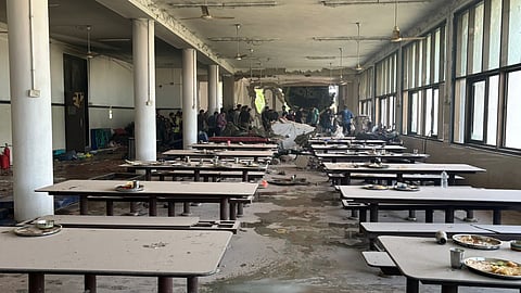 The hostel mess of the medical students of BJ Medical College, where the plane crashed. 