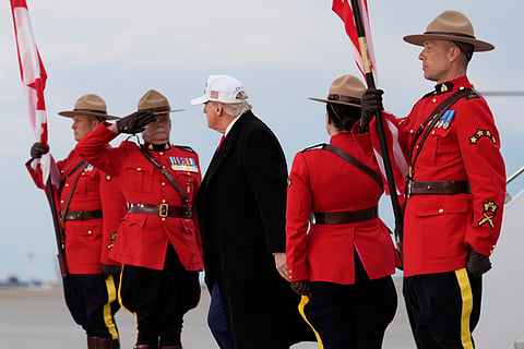 President Donald Trump arrives on Air Force One at Calgary International Airport, Sunday, June 15, 2025, in Calgary, Canada, ahead of the G7 Summit. 