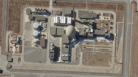This satellite image provided by Maxar Technologies shows the Arak heavy water reactor in Iran on Feb. 15, 2025. 