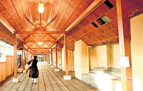 The crack in the roof of the customs jetty after a portion of the old building caved in.