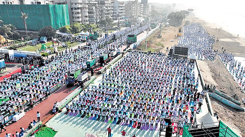 The event, held to honour the 11th International Yoga Day, exemplified a powerful community effort led by the State. 