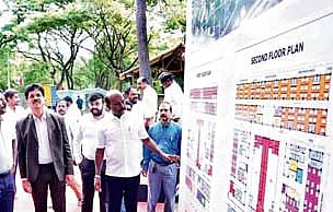 Health Minister Ma Subramanian, along with other officials, inspects the site on Sunday 