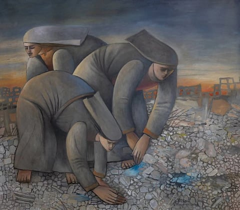 Sliman Mansour's 'Searching for life'