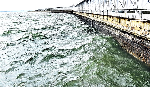 Water level in KRS reservoir stood at 120.2ft as against the full capacity of 124.8ft, at 8 am on Monday  