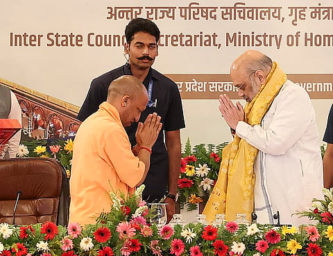 Union Home Minister Amit Shah with Uttar Pradesh Chief Minister Yogi Adityanath during the 25th meeting of the Central Zonal Council.