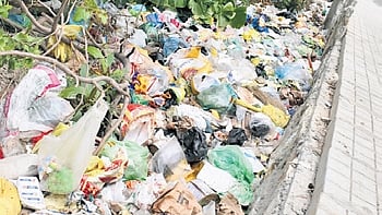 Though hundreds of garbage black spots have been cleared, a few, like the one on Babusapalya Main Road, are still is yet to get a makeover 