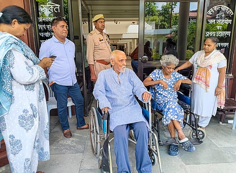 Elderly residents being shifted from Jan Kalyan Trust Vridhashram in Sector 55 to Dankaur Vridh Ashram, amid allegations of inadequate care at the previous facility, in Noida, Friday, June 27, 2025. 
