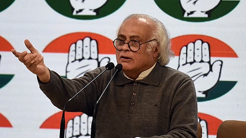Congress general secretary in-chagre of communications) Jairam Ramesh addresses a press conference at the AICC headquarters in New Delhi.