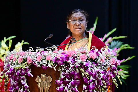 President Droupaid Murmu addressing the 11th Convocation of the Indian Veterinary Research Institute.
