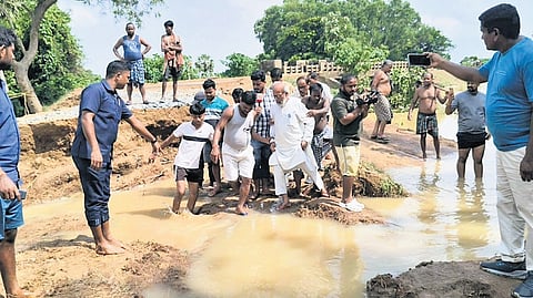 Balasore MP Pratap Sarangi visits flood-affected areas in Basta block 