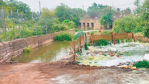 A view of the Saroornagar nala after GHMC officials cleared it. 