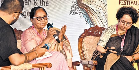 Author Banu Mushtaq & translator Deepa Bhasthi at Mysuru Lit Fest. 