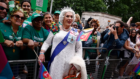 "Royalty" joins members of the Lesbian, Gay, Bisexual and Transgender (LGBT+) community taking part in the annual Pride Parade, in London on July 5, 2025. 