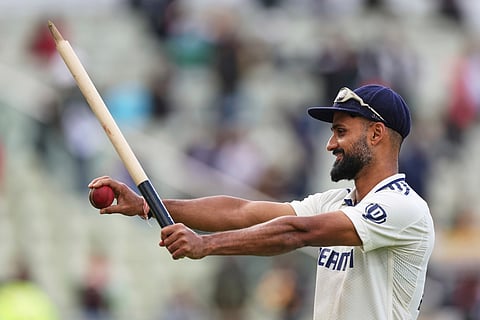 Akash Deep celebrates his ten-wicket haul in the game after their win against England on day five of the second test at Edgbaston, Birmingham on 
Sunday