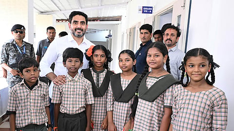 HRD Minister Nara Lokesh inaugurated VRMCH High school in Nellore on Monday. 