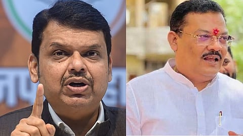 Chief Minister Devendra Fadnavis, (R),  Shinde-led Shiv Sena’s minister Sanjay Shirsat 