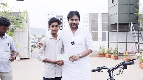 Deputy CM K Pawan Kalyan, praised Vizianagaram student Rajapu Siddu for developing a low-cost electric bicycle.