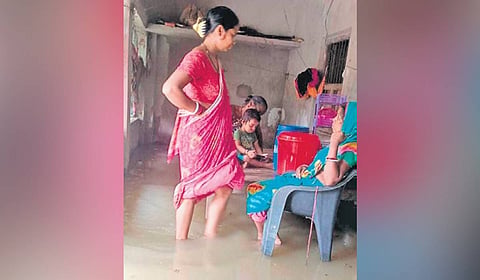 An inundated house in Kumbhirgadi panchayat under Bhograi block 