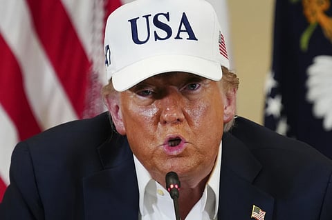President Donald J. Trump speaks at a roundtable discussion at the Community Emergency Operations Center in Kerrville, Texas, Friday, July 11, 2025. 