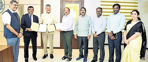 APCRDA and National Bank for Financing Infrastructure and Development (NaBFID) enter into an MoU in the presence of CM Chandrababu Naidu on Friday 