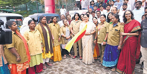 Union minister Shobha Karandlaje launches a free auto-driving training programme for women and transpeople in Bengaluru on Saturday