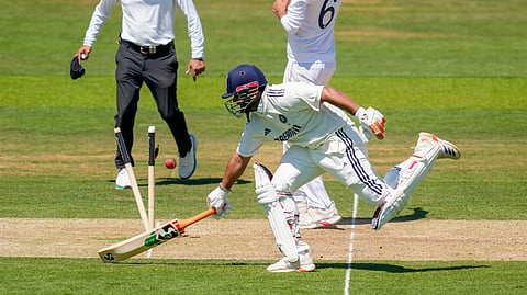 Rishabh Pant gets run out by a direct hit throw from England captain Ben Stokes on Day 3
